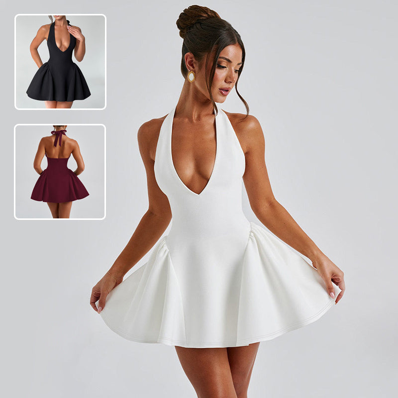 Diana | V-neck Halter Mini Dress