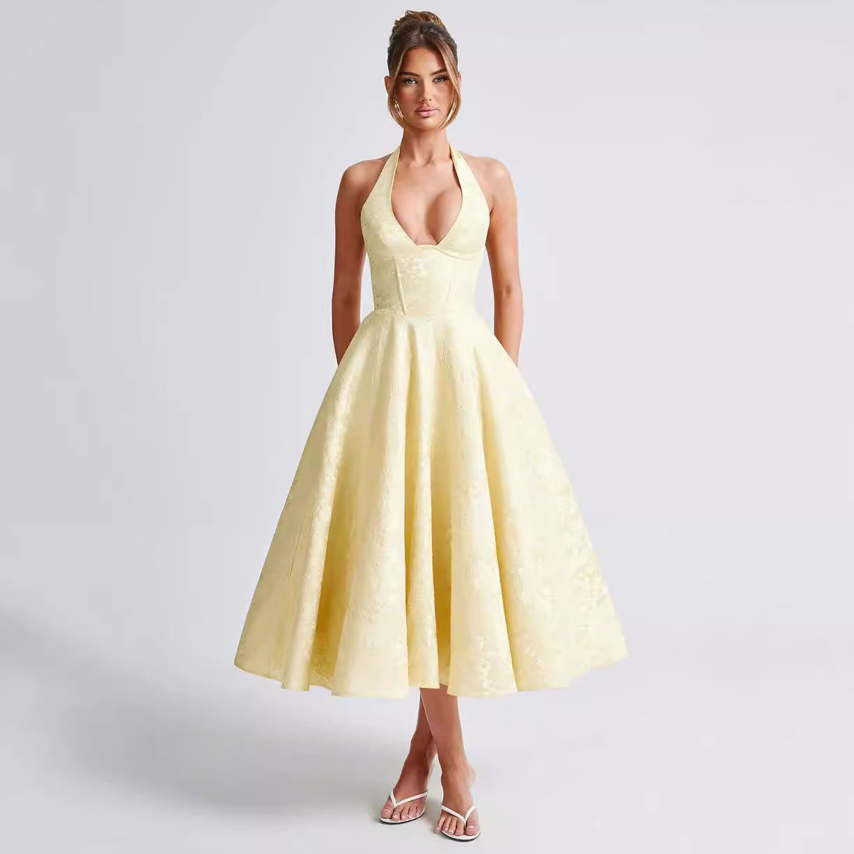 Isla | Vintage Halter Midi Dress