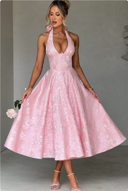 Isla | Vintage Halter Midi Dress