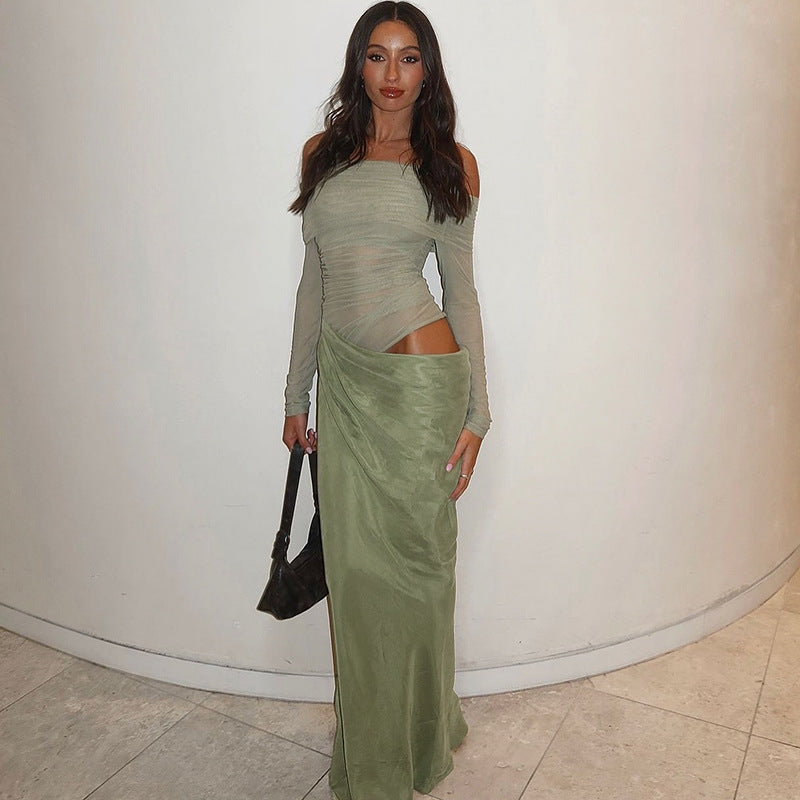 Jalessi | One-Shoulder Mesh Dress