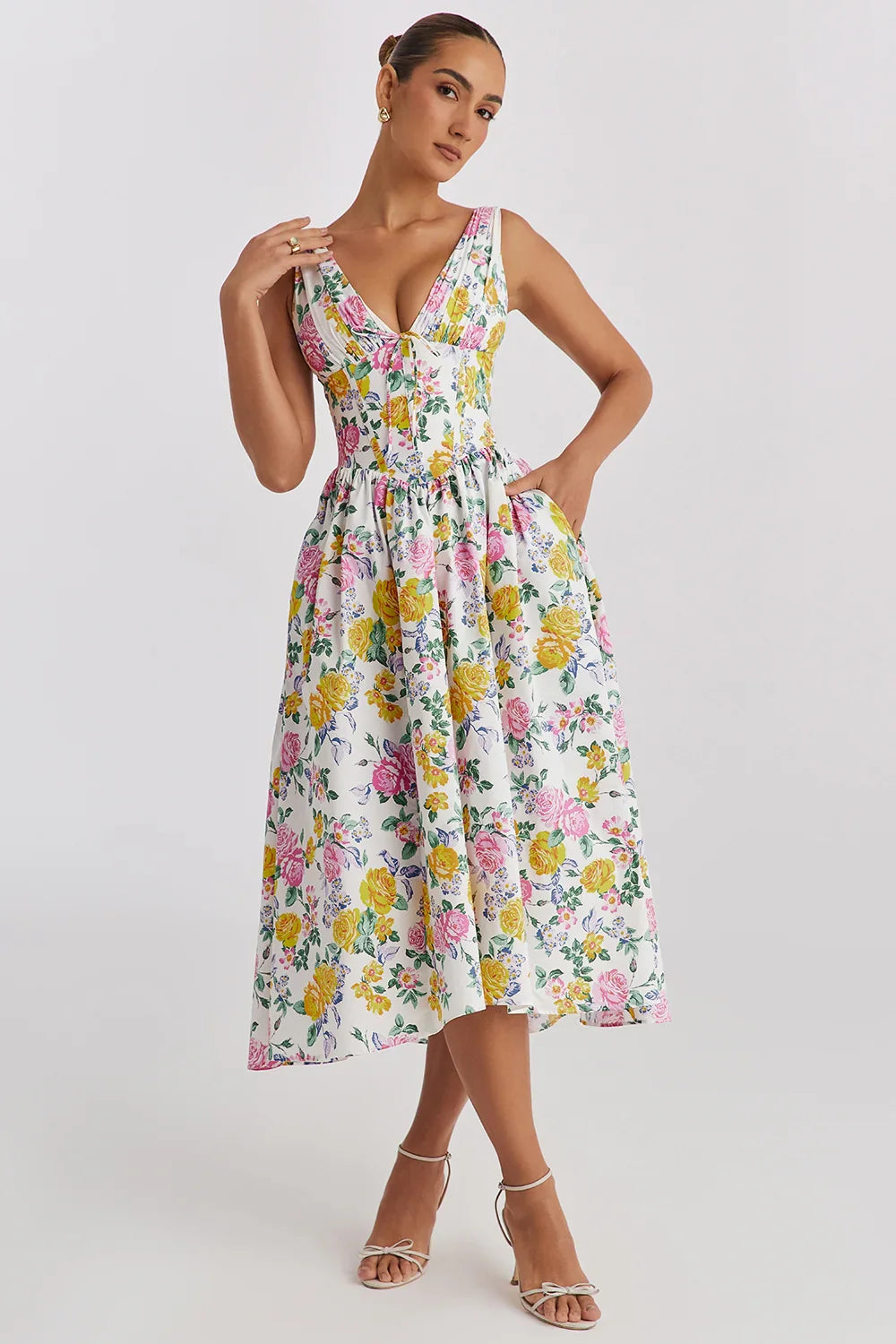 Alura | Elegant Floral Summer Midi Dress